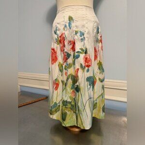 Mac & Jac - vintage silk watercolor floral midi skirt